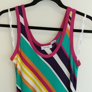 Calvin Klein Maxi tank dress colorful stripes